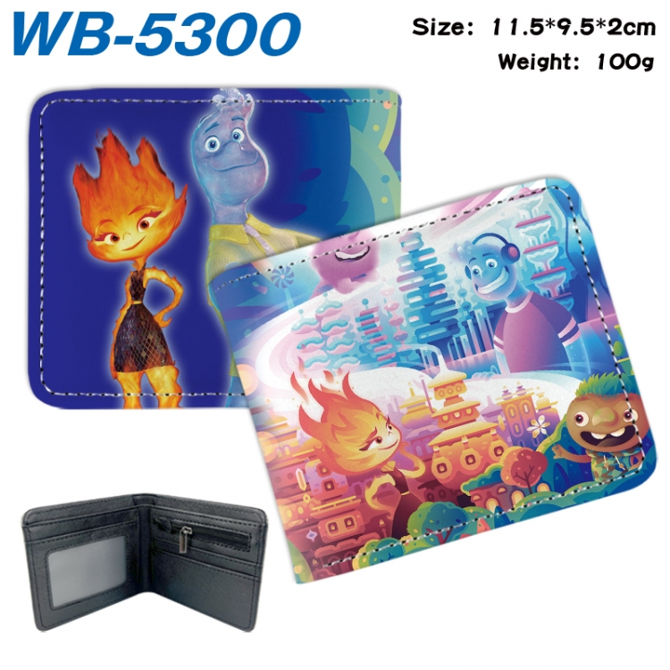 Elemental Animation color PU leather half fold wallet 11.5X9X2CM WB-5300A