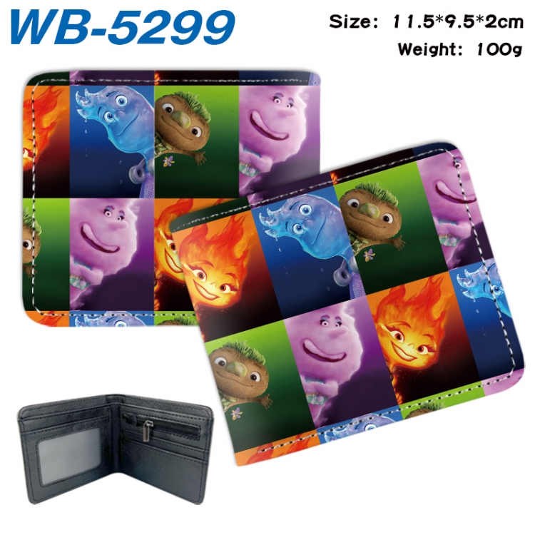 Elemental Animation color PU leather half fold wallet 11.5X9X2CM WB-5299A