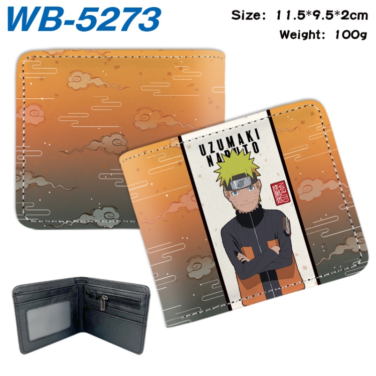 Naruto Animation color PU leather half fold wallet 11.5X9X2CM WB-5273A