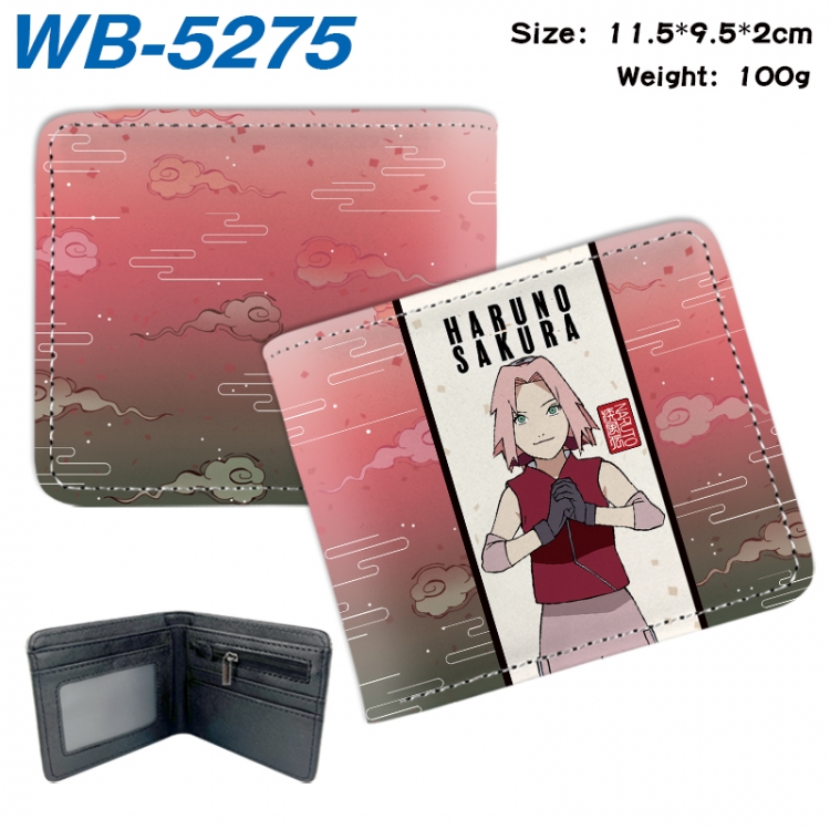 Naruto Animation color PU leather half fold wallet 11.5X9X2CM WB-5275A