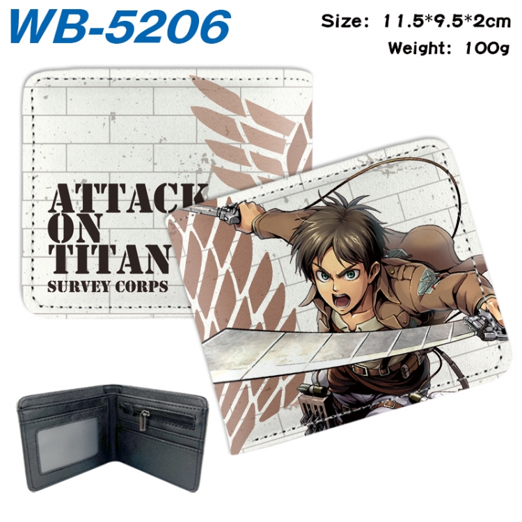 Shingeki no Kyojin Animation color PU leather half fold wallet 11.5X9X2CM WB-5206A