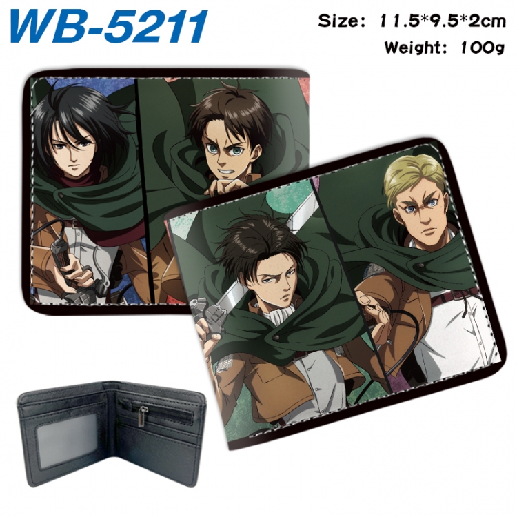 Shingeki no Kyojin Animation color PU leather half fold wallet 11.5X9X2CM WB-5211A