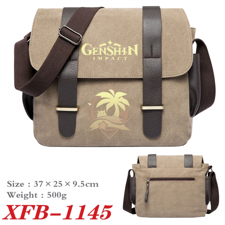 Genshin Impact  Anime double belt new canvas shoulder bag single shoulder bag 37X25X9.5cm XFB-1145