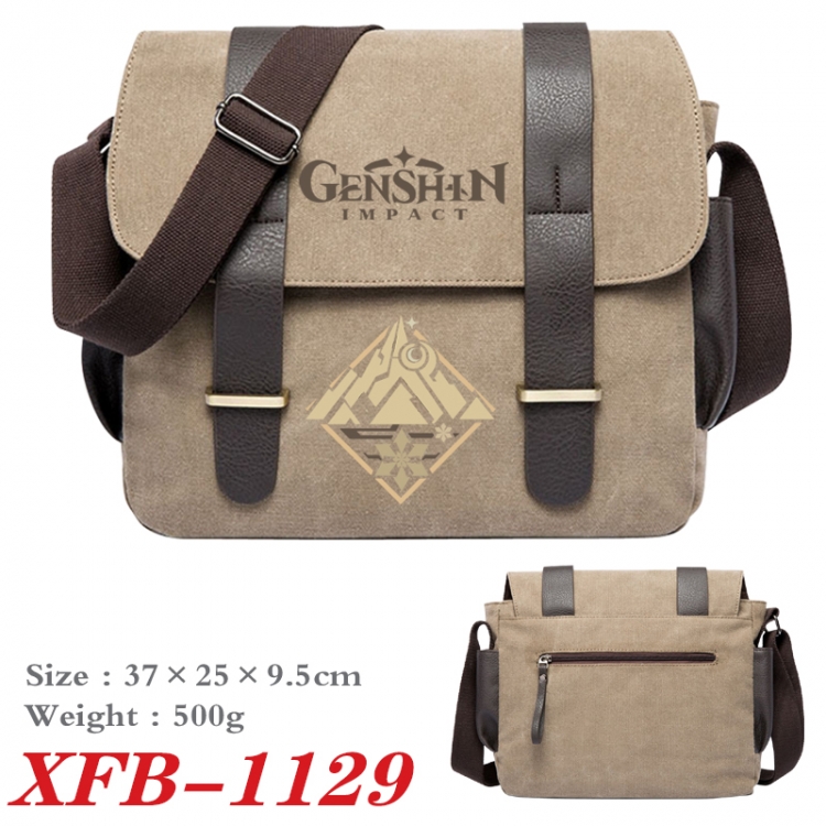 Genshin Impact  Anime double belt new canvas shoulder bag single shoulder bag 37X25X9.5cm XFB-1129