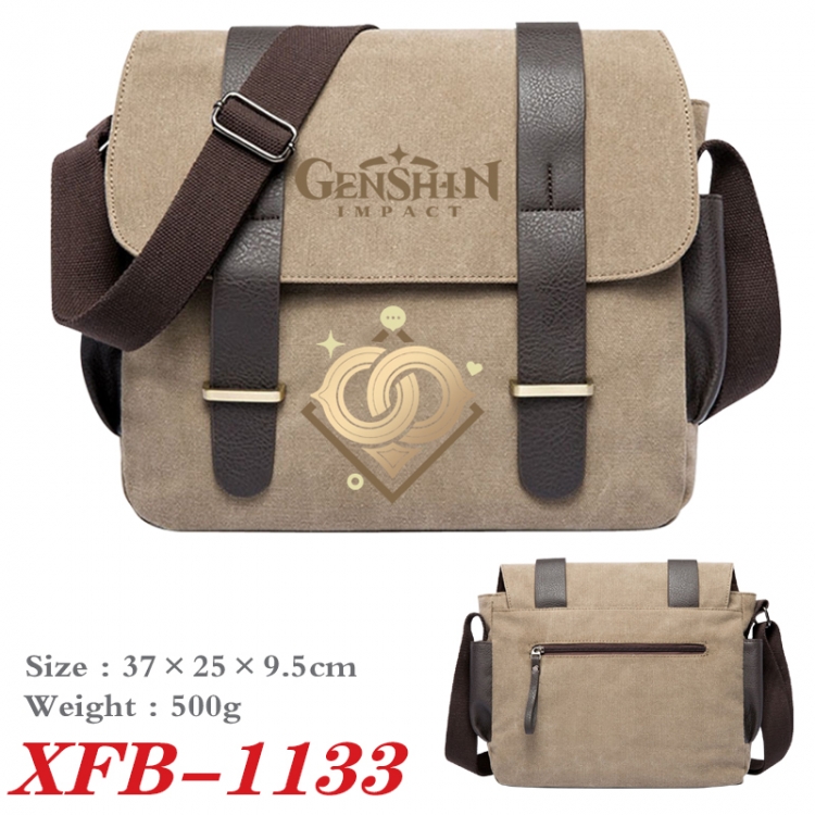 Genshin Impact  Anime double belt new canvas shoulder bag single shoulder bag 37X25X9.5cm XFB-1133