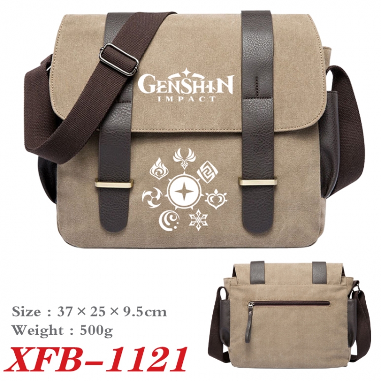 Genshin Impact  Anime double belt new canvas shoulder bag single shoulder bag 37X25X9.5cm XFB-1121