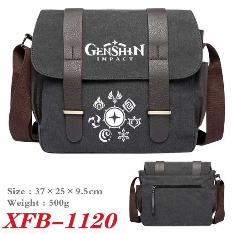 Genshin Impact  Anime double belt new canvas shoulder bag single shoulder bag 37X25X9.5cm XFB-1120