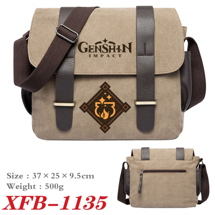 Genshin Impact  Anime double belt new canvas shoulder bag single shoulder bag 37X25X9.5cm XFB-1135