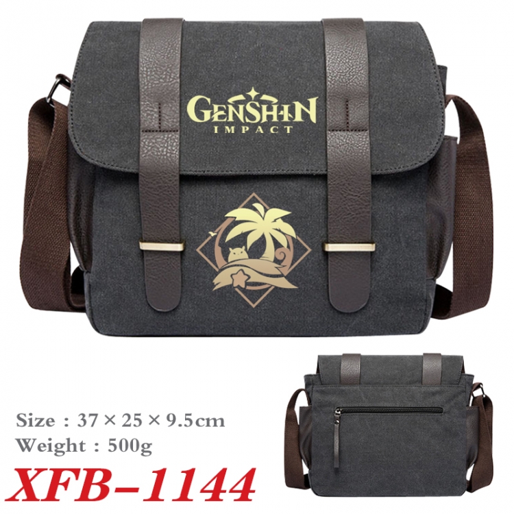 Genshin Impact  Anime double belt new canvas shoulder bag single shoulder bag 37X25X9.5cm XFB-1144