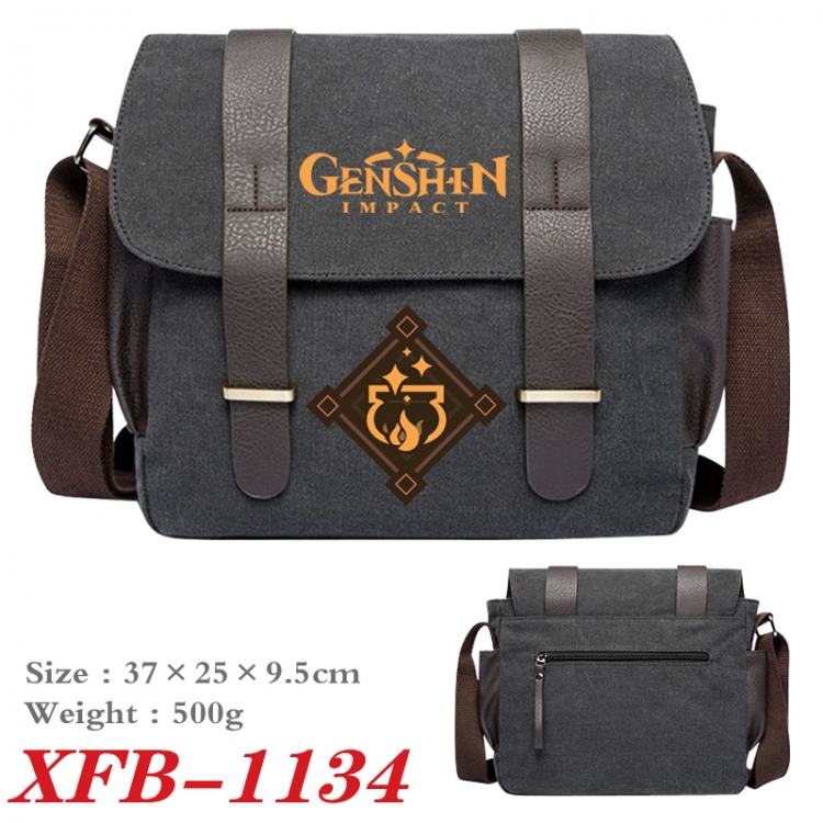 Genshin Impact  Anime double belt new canvas shoulder bag single shoulder bag 37X25X9.5cm XFB-1134