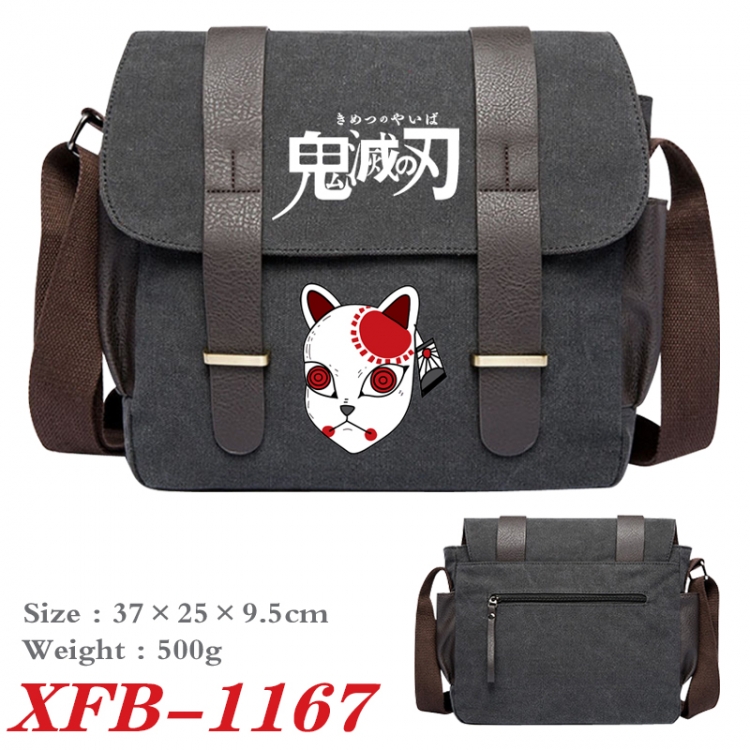 Demon Slayer Kimets Anime double belt new canvas shoulder bag single shoulder bag 37X25X9.5cm XFB-1167