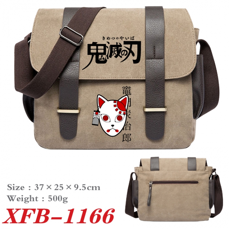 Demon Slayer Kimets Anime double belt new canvas shoulder bag single shoulder bag 37X25X9.5cm XFB-1166