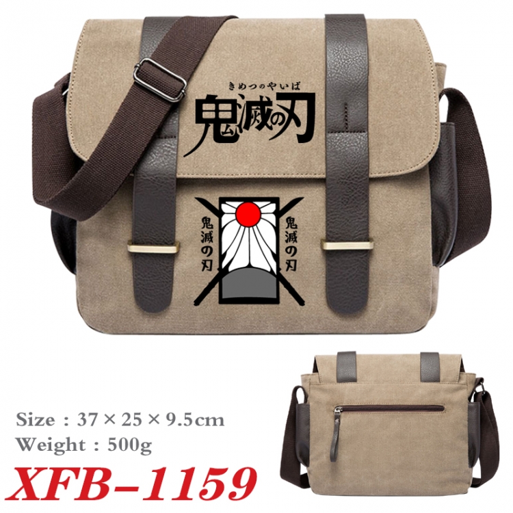 Demon Slayer Kimets Anime double belt new canvas shoulder bag single shoulder bag 37X25X9.5cm XFB-1159