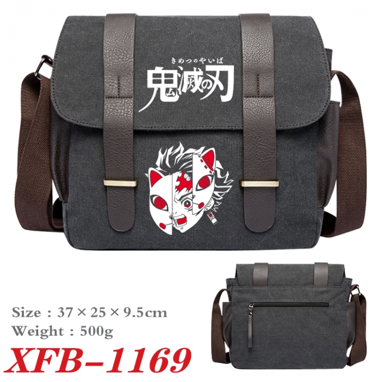 Demon Slayer Kimets Anime double belt new canvas shoulder bag single shoulder bag 37X25X9.5cm XFB-1169