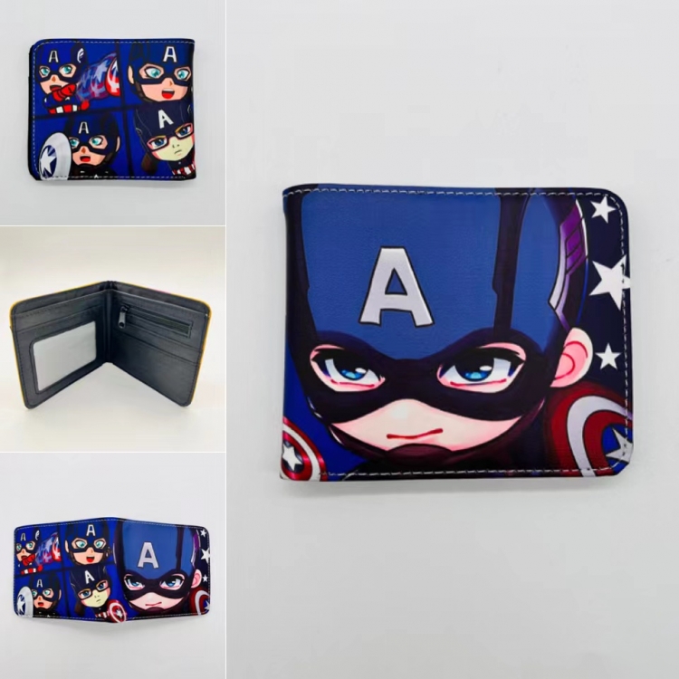 Captain America Full color Two fold short card case wallet 11X9.5CM