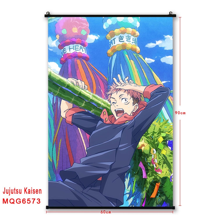 Jujutsu Kaisen Anime black Plastic rod Cloth painting Wall Scroll 60X90CM MQG-6573