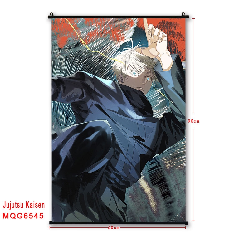 Jujutsu Kaisen Anime black Plastic rod Cloth painting Wall Scroll 60X90CM MQG-6545