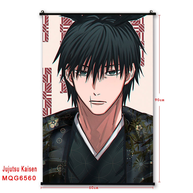 Jujutsu Kaisen Anime black Plastic rod Cloth painting Wall Scroll 60X90CM MQG-6560