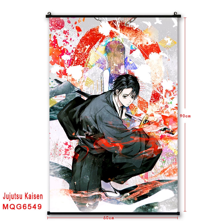 Jujutsu Kaisen Anime black Plastic rod Cloth painting Wall Scroll 60X90CM  MQG-6549