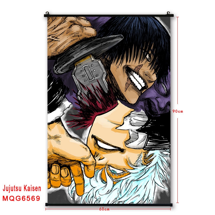 Jujutsu Kaisen Anime black Plastic rod Cloth painting Wall Scroll 60X90CM  MQG-6569