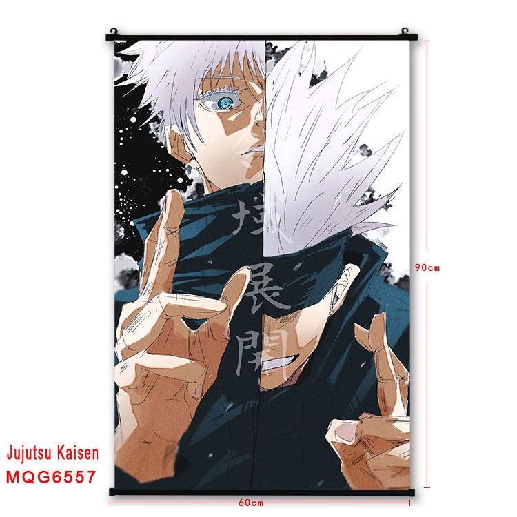 Jujutsu Kaisen Anime black Plastic rod Cloth painting Wall Scroll 60X90CM MQG-6557