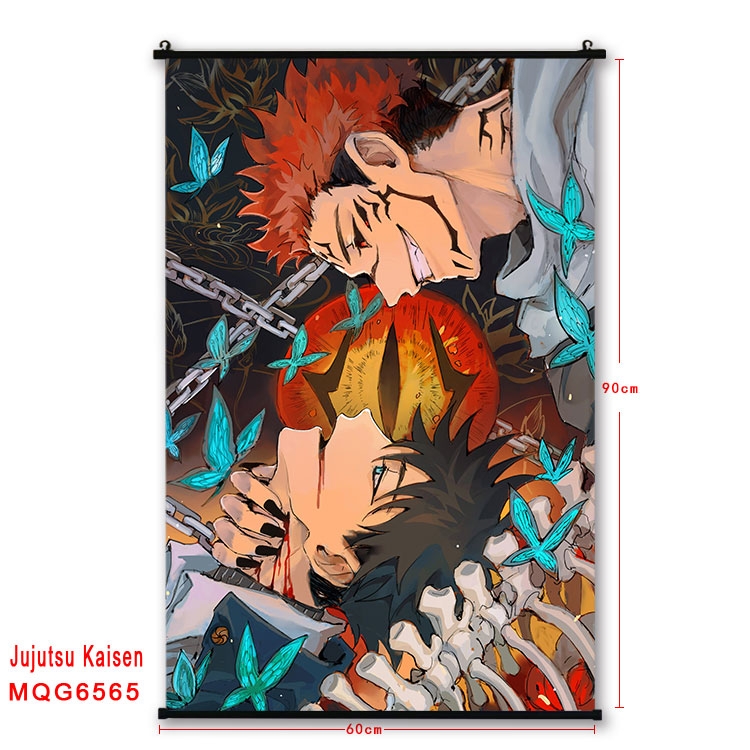 Jujutsu Kaisen Anime black Plastic rod Cloth painting Wall Scroll 60X90CM MQG-6565