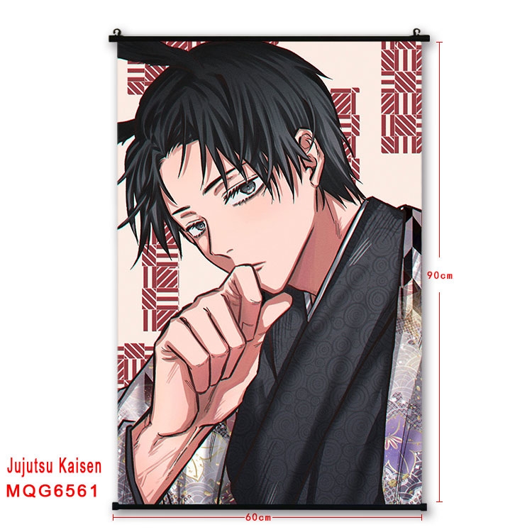 Jujutsu Kaisen Anime black Plastic rod Cloth painting Wall Scroll 60X90CM MQG-6561