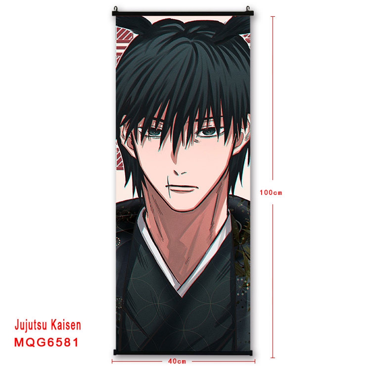 Jujutsu Kaisen Anime black Plastic rod Cloth painting Wall Scroll  40X100CM MQG-6581