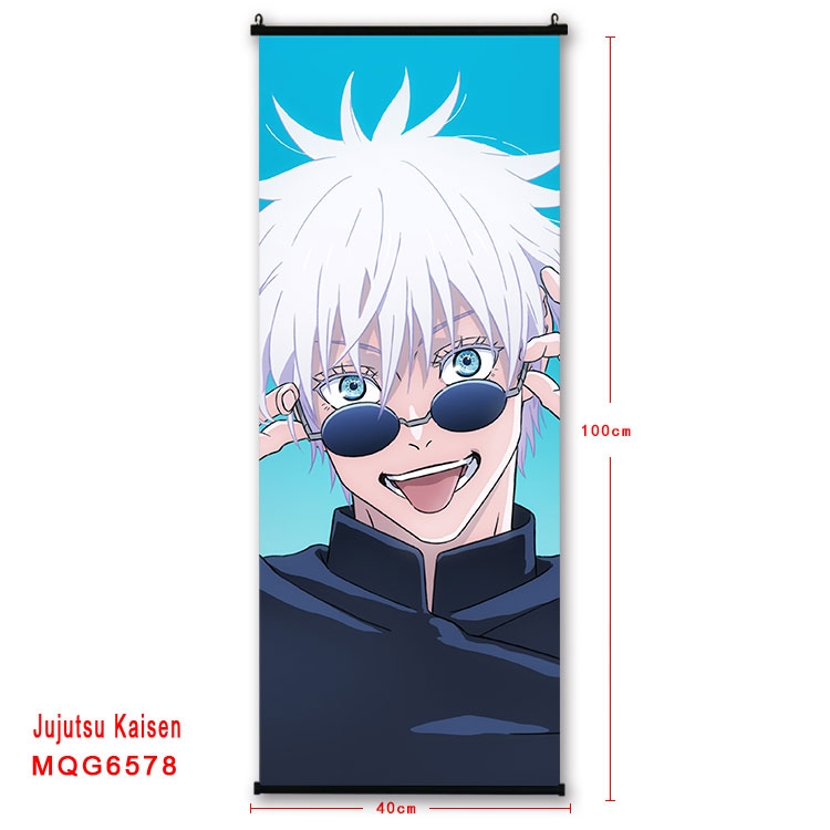 Jujutsu Kaisen Anime black Plastic rod Cloth painting Wall Scroll  40X100CM MQG-6578