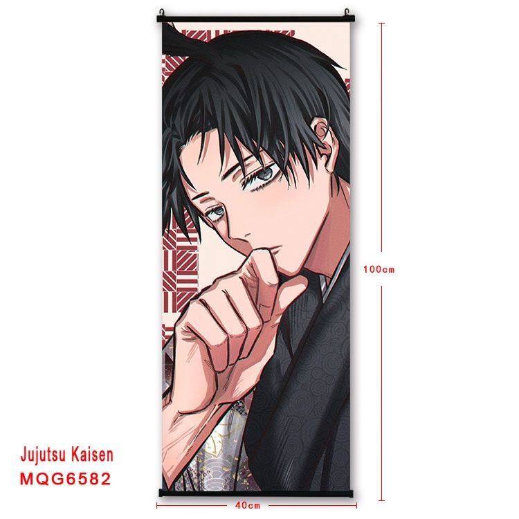 Jujutsu Kaisen Anime black Plastic rod Cloth painting Wall Scroll  40X100CM MQG-6582