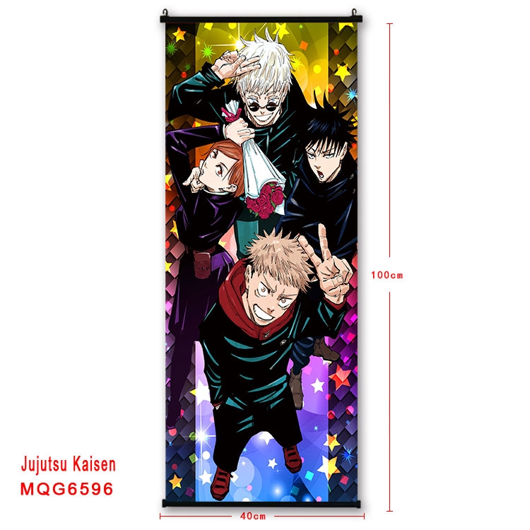 Jujutsu Kaisen Anime black Plastic rod Cloth painting Wall Scroll  40X100CM MQG-6596