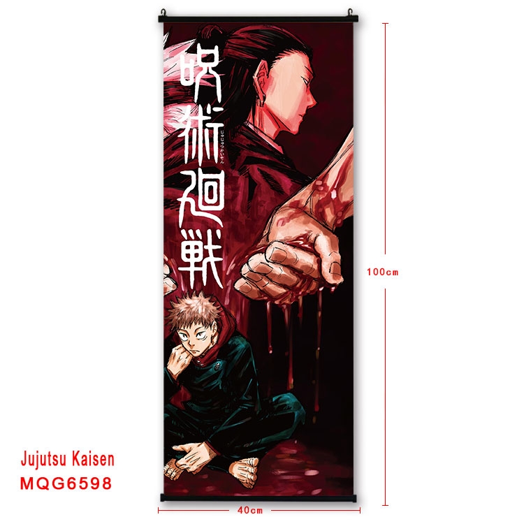 Jujutsu Kaisen Anime black Plastic rod Cloth painting Wall Scroll  40X100CM MQG-6598