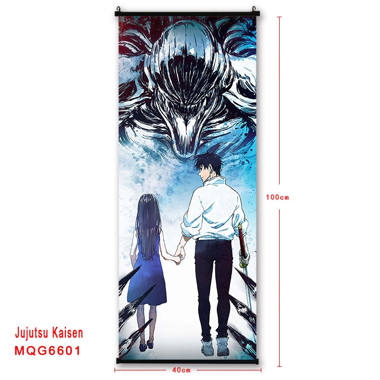 Jujutsu Kaisen Anime black Plastic rod Cloth painting Wall Scroll  40X100CM MQG-6601