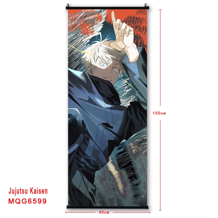 Jujutsu Kaisen Anime black Plastic rod Cloth painting Wall Scroll  40X100CM MQG-6599