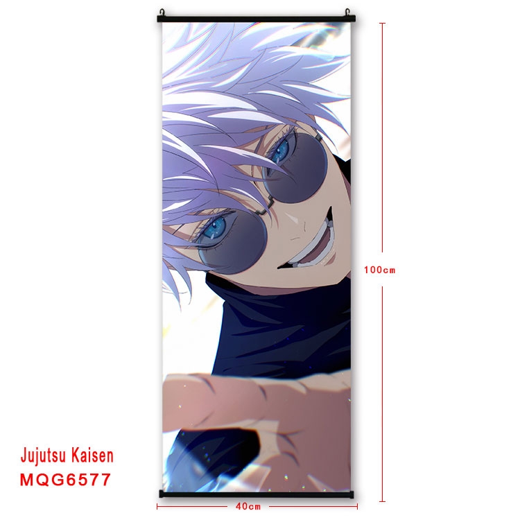 Jujutsu Kaisen Anime black Plastic rod Cloth painting Wall Scroll  40X100CM MQG-6577