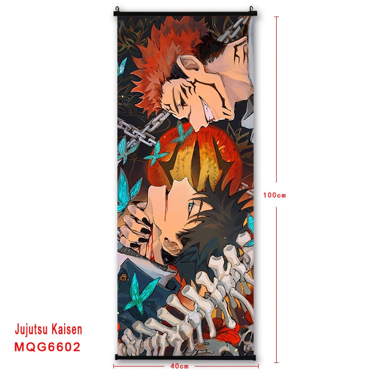 Jujutsu Kaisen Anime black Plastic rod Cloth painting Wall Scroll  40X100CM MQG-6602