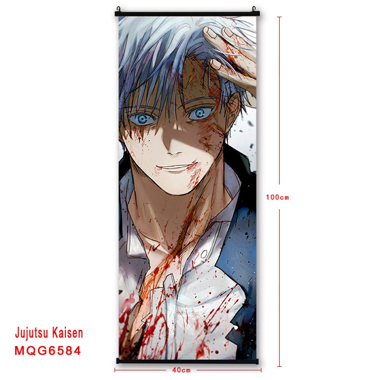 Jujutsu Kaisen Anime black Plastic rod Cloth painting Wall Scroll  40X100CM MQG-6584