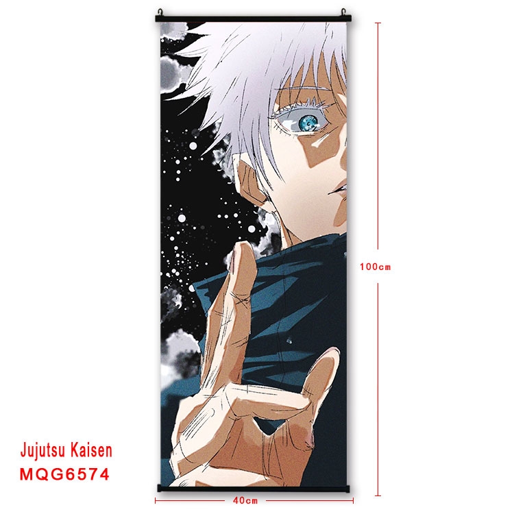 Jujutsu Kaisen Anime black Plastic rod Cloth painting Wall Scroll  40X100CM MQG-6574