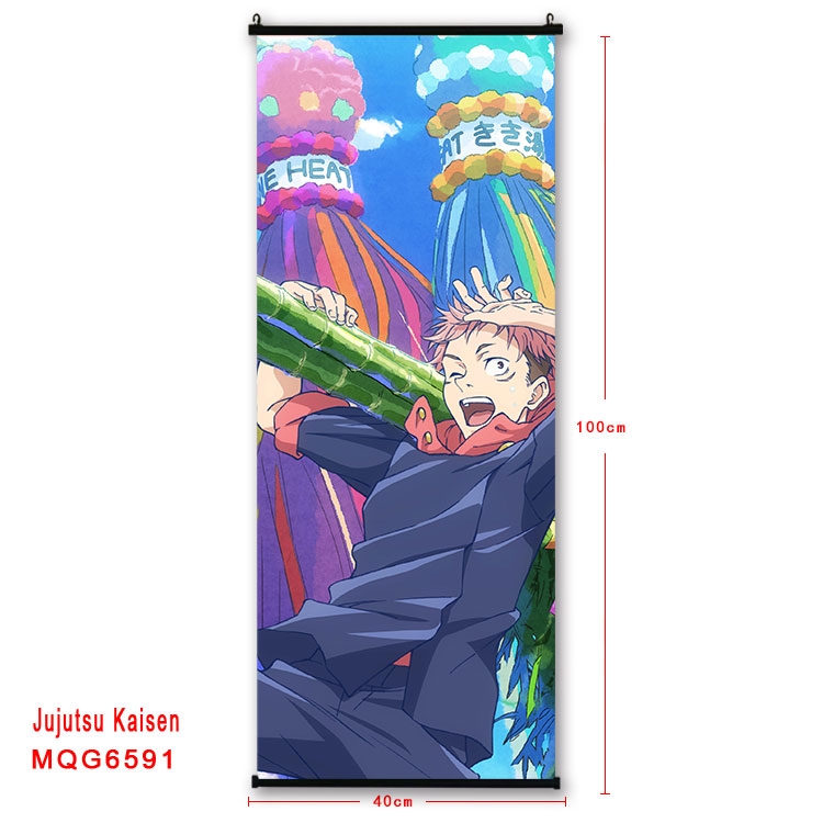 Jujutsu Kaisen Anime black Plastic rod Cloth painting Wall Scroll  40X100CM  MQG-6591