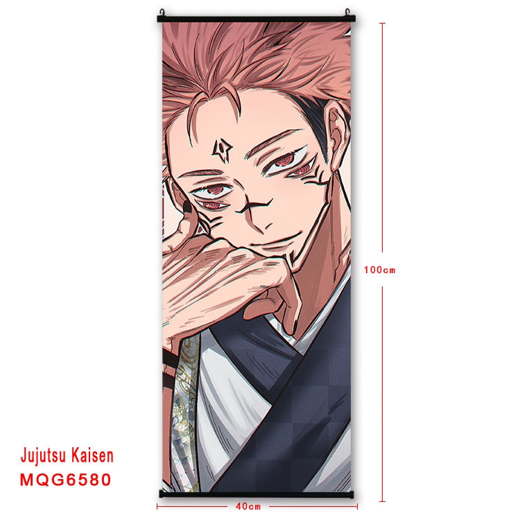 Jujutsu Kaisen Anime black Plastic rod Cloth painting Wall Scroll  40X100CM MQG-6580