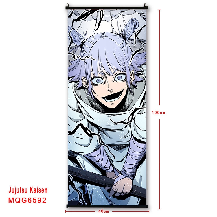 Jujutsu Kaisen Anime black Plastic rod Cloth painting Wall Scroll  40X100CM MQG-6592