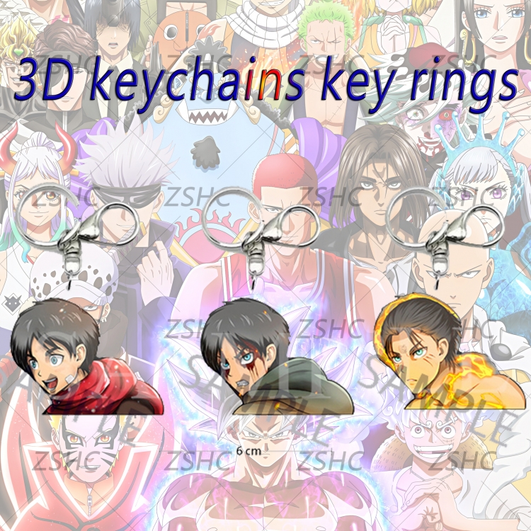 Shingeki no Kyojin 3D gradient acrylic keychain cardboard packaging 5-8CM  price for 5 pcs K-A01
