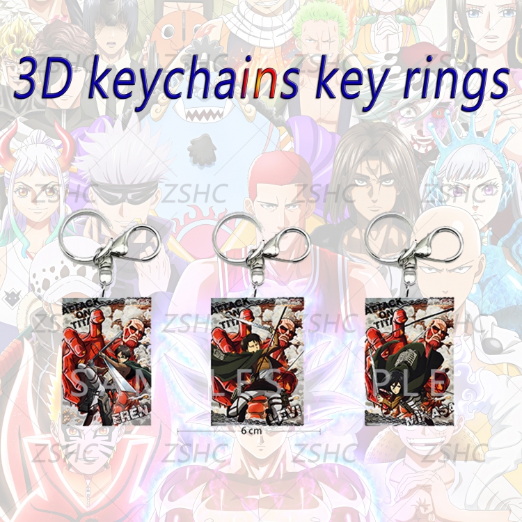 Shingeki no Kyojin 3D gradient acrylic keychain cardboard packaging 5-8CM  price for 5 pcs  K-AOT2