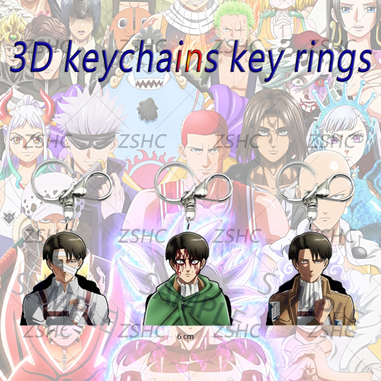 Shingeki no Kyojin 3D gradient acrylic keychain cardboard packaging 5-8CM  price for 5 pcs  K-A06