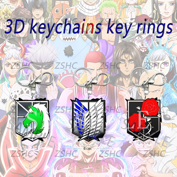 Shingeki no Kyojin 3D gradient acrylic keychain cardboard packaging 5-8CM  price for 5 pcs K-A07