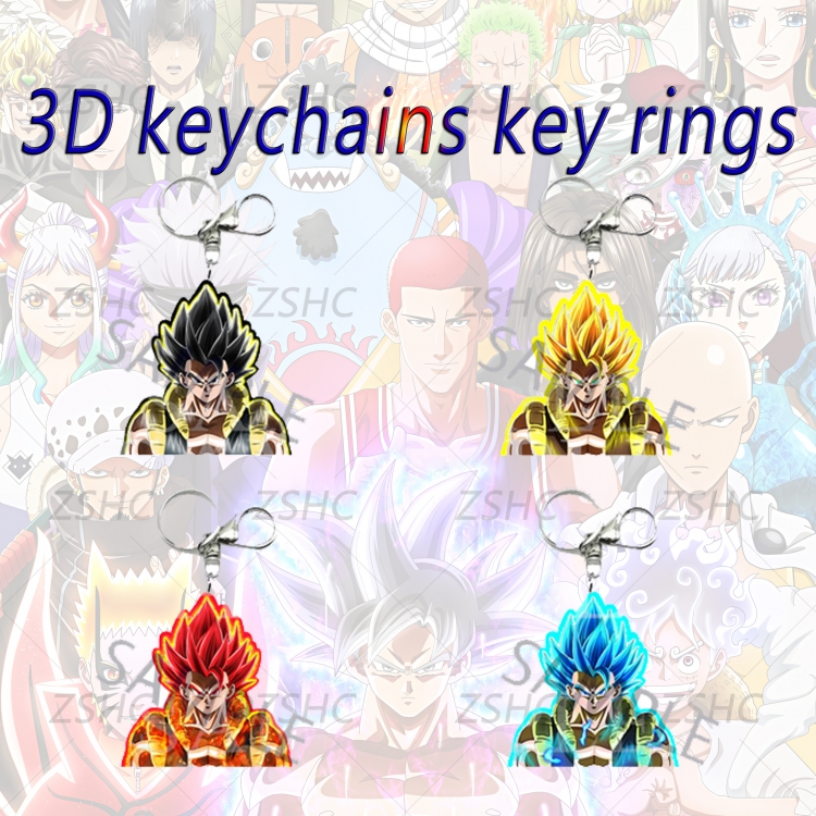 DRAGON BALL 3D gradient acrylic keychain cardboard packaging 5-8CM  price for 5 pcs K-DB08