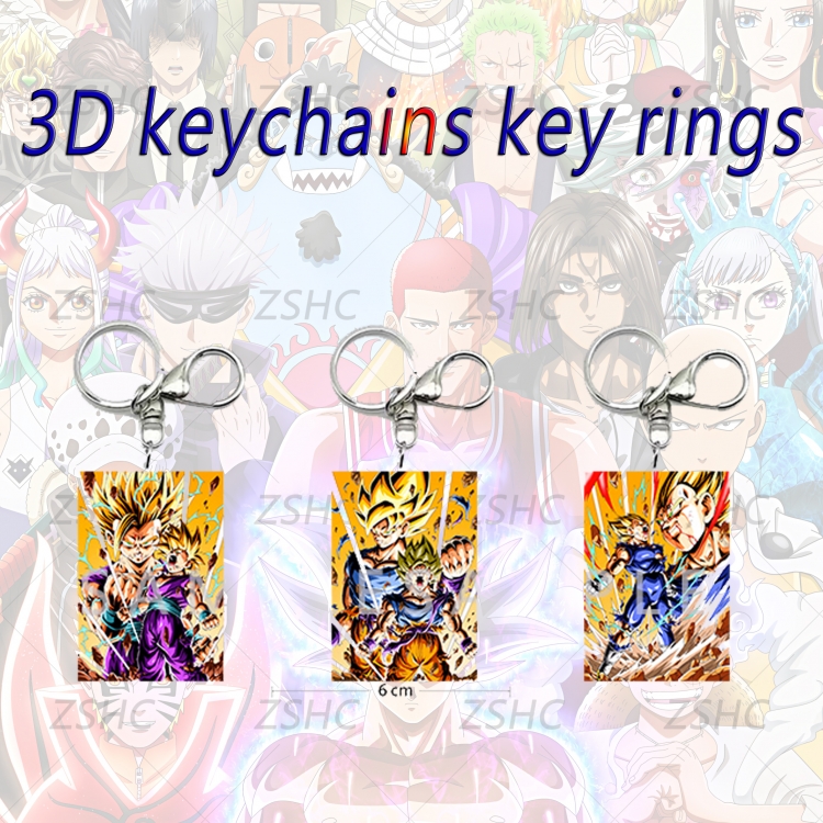 DRAGON BALL 3D gradient acrylic keychain cardboard packaging 5-8CM  price for 5 pcs  K-DBZ5