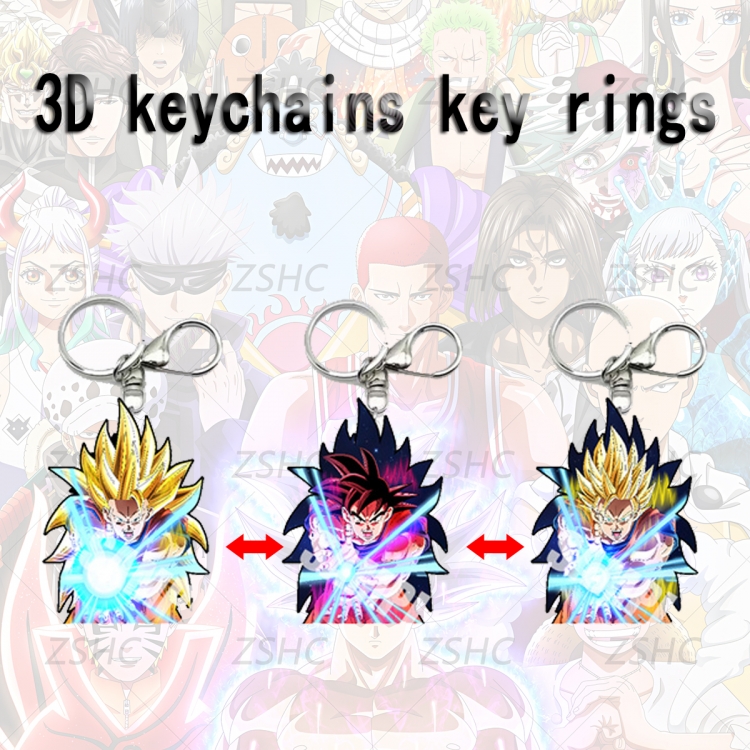 DRAGON BALL 3D gradient acrylic keychain cardboard packaging 5-8CM  price for 5 pcs  K-DB20