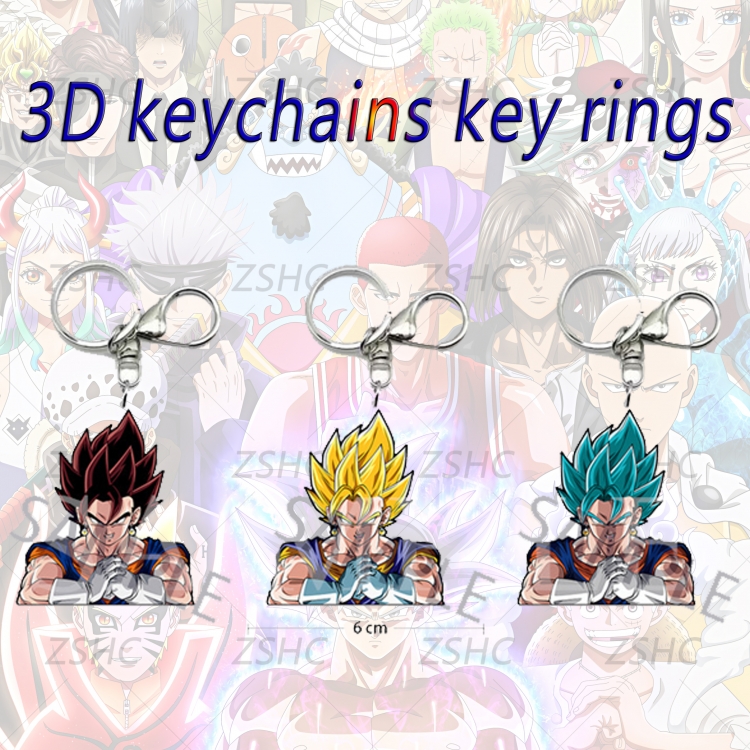 DRAGON BALL 3D gradient acrylic keychain cardboard packaging 5-8CM  price for 5 pcs  K-DB01