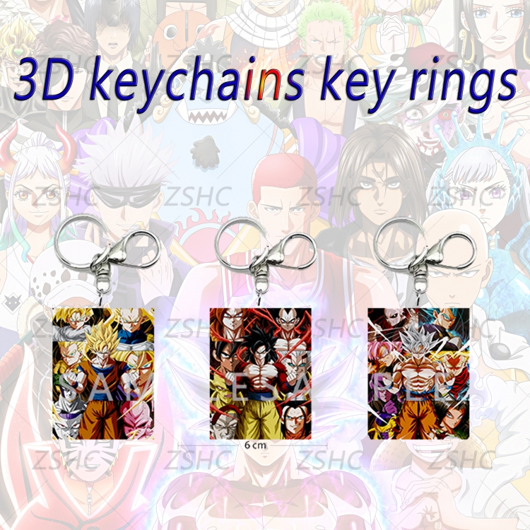 DRAGON BALL 3D gradient acrylic keychain cardboard packaging 5-8CM  price for 5 pcs  K-DBZ3